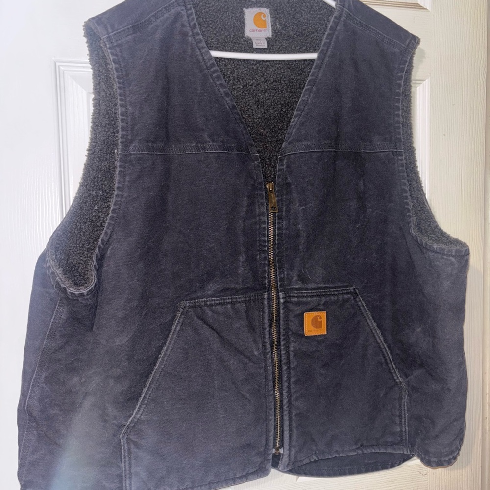 Men’s Carhartt Charcoal black  Sherpa-Lined y2k vintage vest
